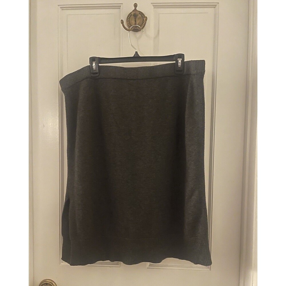 A New Day Women’s Grey Soft Midi Business Skirt Pull-up Slit Plus Size 1X
